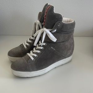 Prada Sport Womens Suede Wedge Sneakers 40